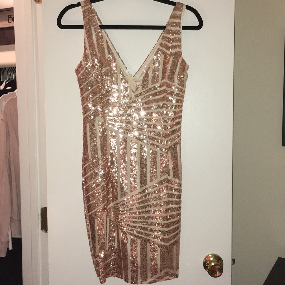 Rose Gold BLING Mini Dress!
